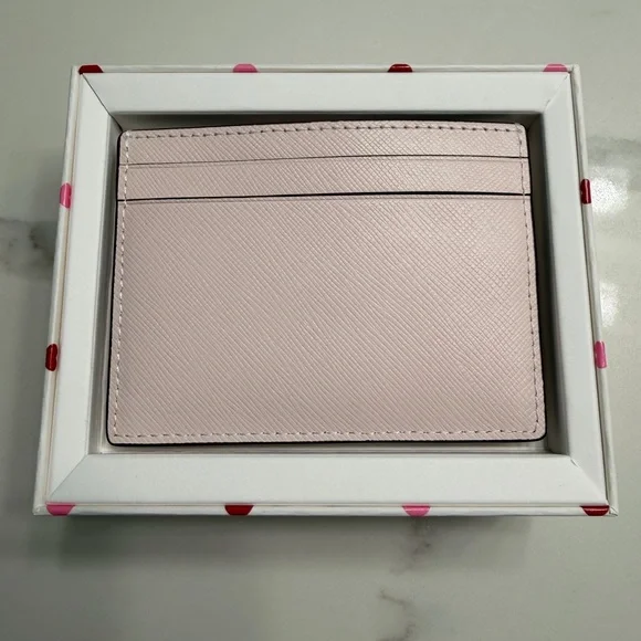 Kate Spade Light Pink Card Holder with Heart Accents - Picture 3 of 6
